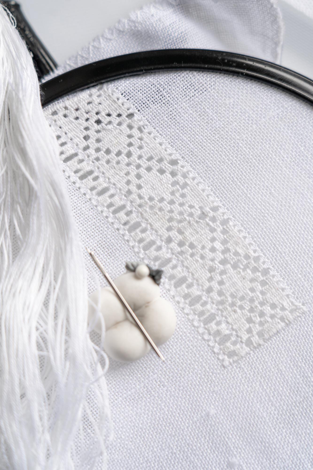 Monochrome whitework on linen