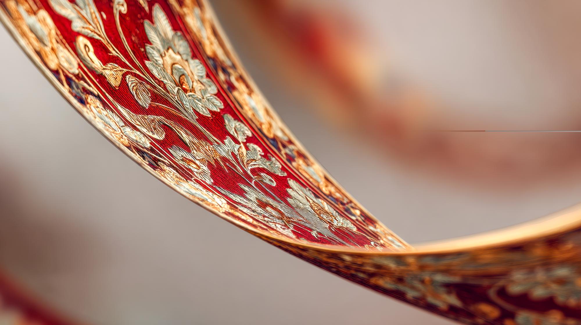 Close-up of hand embroidery on silk